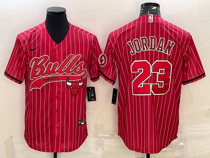 Men Chicago Bulls #23 Jordan Red Stripe 2022 Nike Co branded NBA Jersey->chicago bulls->NBA Jersey